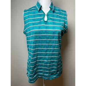 Como Sport Women's Golf Polo Size L Sleeveless Teal Top